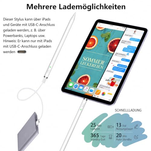Pencil 1st Generation for iPad (2018-2026): with USB C Fast Charging Performance & Tilt Sensitivity Accessories for Tablets, Pencil for iPad A16 11/10/9/8/7/6, Air 3~5/M2/M3/M4, Min 5~7, Pro 11"/12.9"/13"