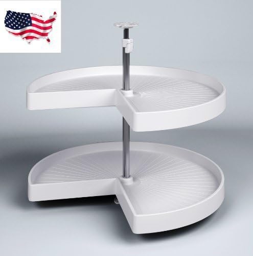 Vauth-Sagel Lazy Susan with White Kidney Rotating Trays (32" Kidney 2-tray) Double by VSusan