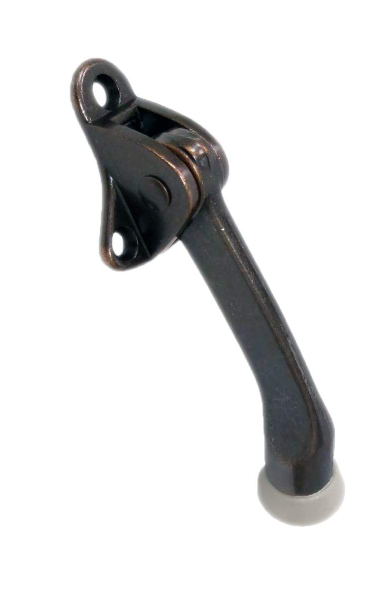 QCAA Heavy Duty Kickdown Door Holder, 4", Zinc Die Cast, Antique Copper, Made in Taiwan