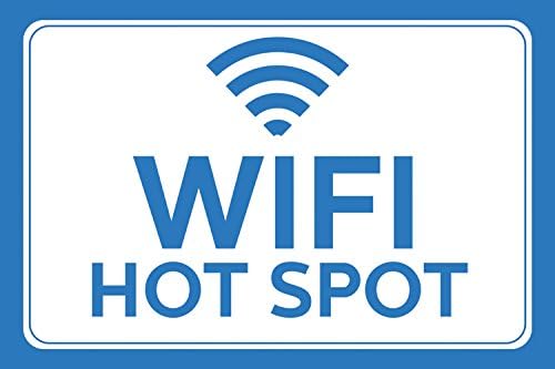 WiFi Hot Spot Picture Blue White Print Symbol Horizontal Wall Window Business Store Front Sign Large - Aluminu, 12x18