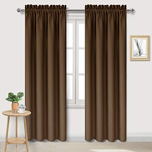 DWCN Blackout Curtains for Bedroom – Thermal Insulated Room Darkening Drapes for Living Room, Brown, W 42 x L 84 Inch, Set of 2 Rod Pocket Curtain Panels — image 1