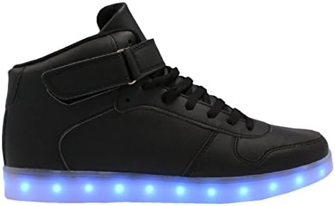 Galaxy LED Shoes Light Up USB Charging High Top Lace &amp; Strap Men’s Sneakers (Black) 10