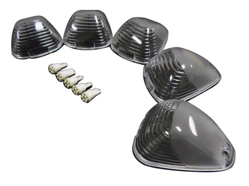 VMS Racing 5pc CAB ROOF Lights COVERS in CLEAR CRL 264142CL with (Super WHITE LED Bulbs) Compatible with FORD F250 F350 F450 F550 F650 Superduty Excursion (with 5 LED Super WHITE Bulbs) 1999-2016