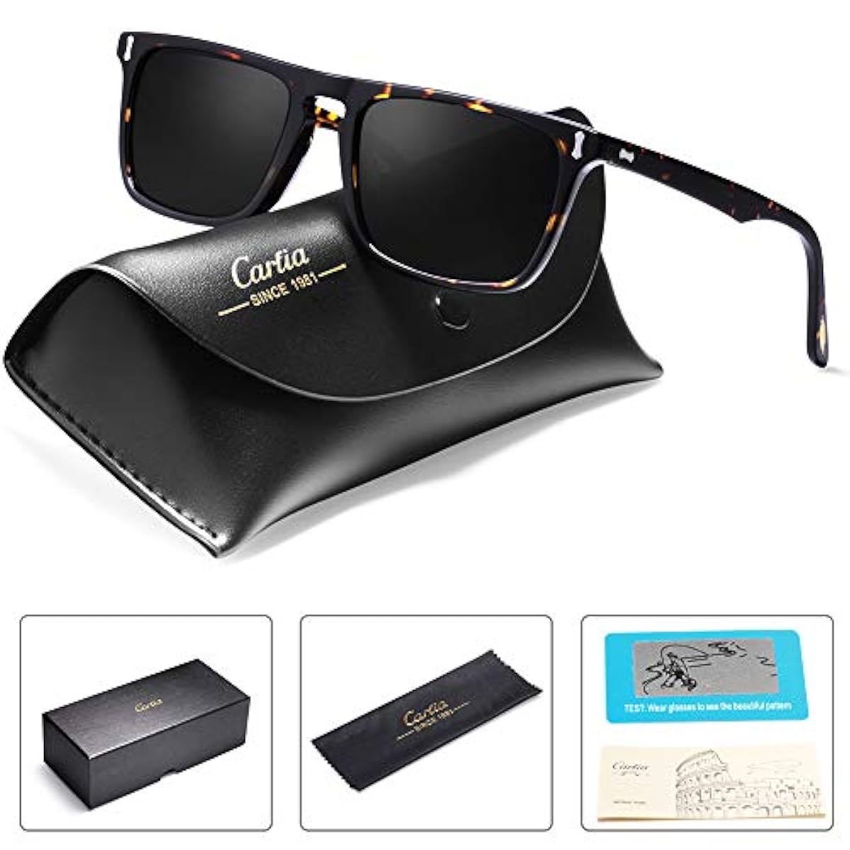 Carfia Vintage Polarized Sunglasses for Men, 100 UV400 Protection