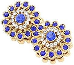 Huacang Double-sided Magnetic Rhinestone Corsage Pins Brooch Shawl Scarf Pins(Blue)