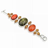Green Oval Amber Gemstone Bowknot Silver Link Bangle Bracelet