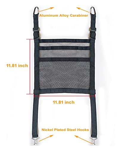 High Density 3-Layer Mesh Netting Bag for Car- Elastic Dog Car Barrier Seat Back Organizer, Car Net Pocket Handbag Holder Between Seats (Metal Hooks)