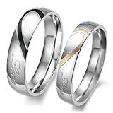 KONOV Mens Womens Heart Stainless Steel Promise Ring 
