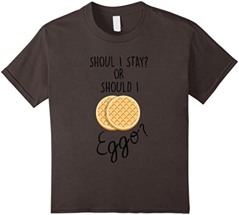 Kids Should I Stay Or Should I Eggo T-Shirt Funny Waffle Food Tee 12 Asphalt