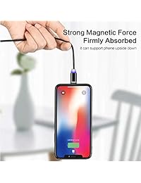 Cable de carga magnético para teléfono, 3 en 1 (3 unidades, 9 adaptadores, cable recto de 3,3 pies, cable en forma de L de 3,3 pies, cable en forma de L de 6 pies), color negro