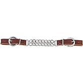 Weaver Equine Leather Curb Strap, 5/8&rdquo; Buttered Harness Leather Strap with 4 1/4" Double Flat Link Chain, Smooth Nickel Plated Horse Training Equipment, Sunset