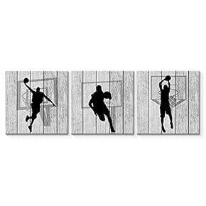 3 Panel Canvas Wall Art Play Basketball Pictures Home Wall Decorations for Bedroom Living Room Paintings Canvas Prints Framed - 12"x12"x3 Panels