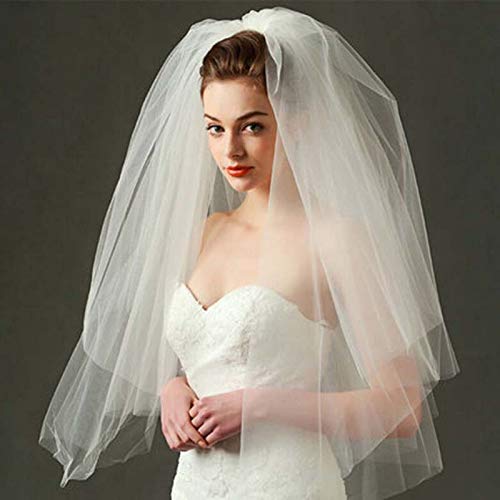 Amazon Com 70cm Short Bridal Ribbon Head Veil Simple White Tulle