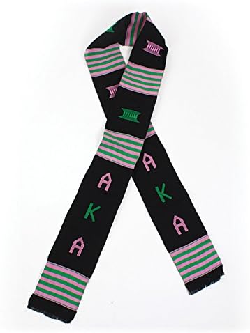 Authentic Alpha Kappa Alpha AKA Graduation Kente Stole Scarf from Ghana (Black)