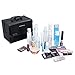 SONGMICS Makeup Organizer case Makeup Train Case Mini Alumi Cosmetic Organizer Box with Mirror 2 Trays Black UMUC11B