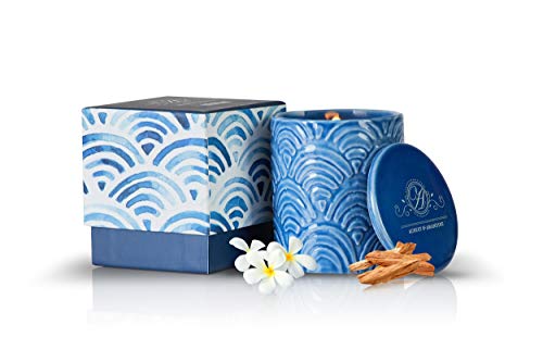 Aubert & Amandine KIEKAN Luxury Sandalwood Jasmine Scented Soy Candle for Stress Relief & Relaxation High Intensity Aromatherapy