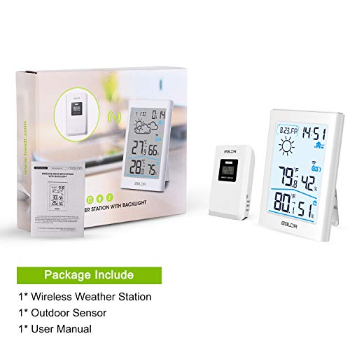 Slopehill Weather Station, Indoor Outdoor Thermometer Hygrometer with Remote Sensor, Digital Wireless Temperature and Humidity Monitor with Weather Forecast, Date/Time Display, Alarm Clock, Backlight - Thumbnail 6