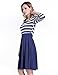 Green Mango Women's Vintage 3/4 Sleeve Navy Style Stripes Evening Party Casual Swing Dress(Navy Blue,S)