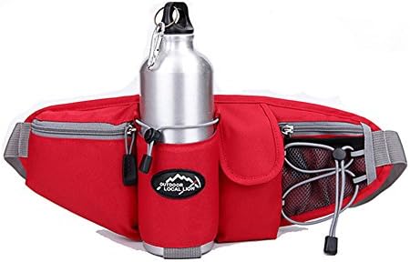 EchoFun Outdoor Tactical Waist/Fanny Bag Fashion Durable Unisex Gym Runner Camping Hiking Bike Waist Backpackack Water Bottle Holder Adjustable Belt Bag (red)