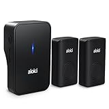 Wireless Doorbell Kit, 2 [Self-Powered] Push Button and 1 Plug-in Receiver,Waterproof Push Button, 58 Chimes with 4 Level Volume and LED Flash [ Black, No Battery Required, 2018 Upgraded ]