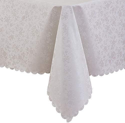 PENGSHE Rectangular Tablecloths Easy Care Dinning Table Cover Waterproof Oil-Proof Spill-Proof Durable Tablecloth (White (pu), 60"x104")