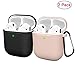 Compatible AirPods Case Cover Silicone Protective Skin for Apple Airpod Case 2&1 (2 Pack) Black/Sand Pink