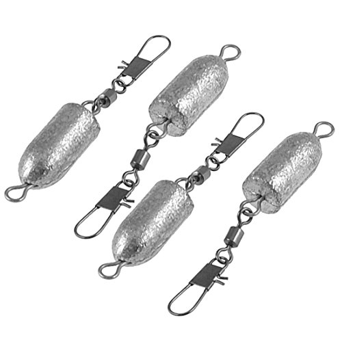 uxcell 4 Pcs 14g Per Piece Metal Hook Shank Clip Connector Swivel Lead Weight Fishing Sinkers 2#