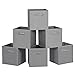 MaidMAX Cloth Storage Cubes Bins Baskets Containers with Dual Handles for Home Closet Nursery Drawers Organizers, Flodable, Dark Gray, Set of 6