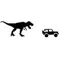 T-Rex with offroad vehicle decal for windshield easter egg for Jeep Wrangler (Just the single Decal)