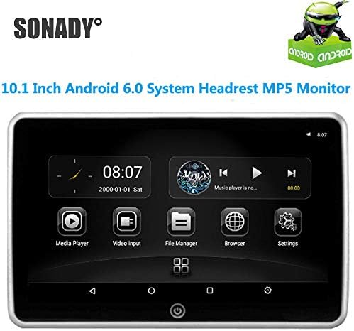 Car Headrest Monitor - 10.1 Inch Android 6.0 Quad Core CPU HD 1080P Video Touch Screen with WiFi USB SD HDMI FM Bluetooth