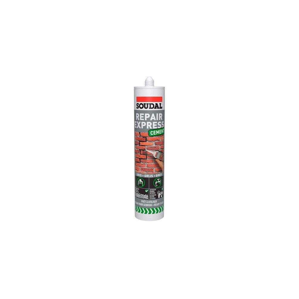 Soudal 2xRepair Express Cement (300ml) - Gray Concrete Repair Filler - Solid - High Viscosity
