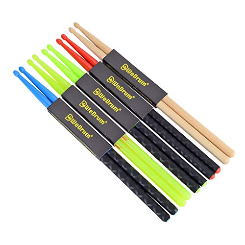 image for Musfunny 5A Nylon Drumsticks for Drum Set Lightweight Durable Plastic 