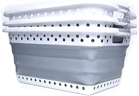 Smart POP UP Collapsible Laundry Basket – Space Saving Foldable Storage Container – EASY to use and carry – Versatile Portable Organize, Grey, Pack of 3