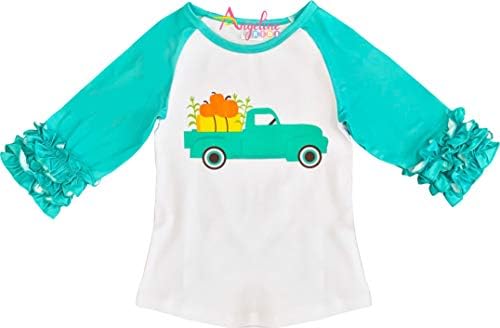 Boutique Clothing Girls Halloween Thanksgiving Christmas Ruffles Sleeves Ruffles Raglan Tshirt Fashion Top
