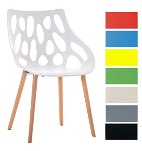 CLP-Sedia-in-Polipropilene-Hailey-Sedia-Design-Telaio-in-Legno-di-Faggio-Sedia-da-Pranzo-Seduta-44-cm-Sedia-Moderna-Portata-Max-150-kg-Sedia-Attesa-Facile-da-Pulire-Bianco