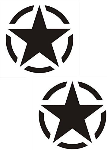 ISEE 360 2pcs Military Star Die Cut Water Resistance Sticker Hood, Bumper, Sides Windows, Car Sticker