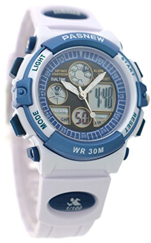 Girls Boys Waterproof Sport Digital Watch Dual Time Display With Alarm Clcok Stopwatch Calendar Digital Watches (White)