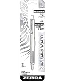 Zebra F-701 Stainless Steel Ballpoint Retractable Pen, Black Ink, Fine Point, 1 Each (29411)