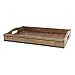 Stonebriar Rectangle Natural Wood Serving Tray with Black Metal Trim and Rivet Detail, Rustic Butler Tray, Unique Serving Tray, Centerpiece for Coffee Table, or Candle Holder 17.8