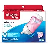 Playtex Baby Ventaire Anti Colic Baby Bottle, BPA Free, Pink, 6 Ounce - 3 Pack