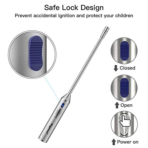 Fire Lighter Jet Flame Butane Gas Windproof Refillable Long Reach Safety Igniter for Open Fires Gas Hob Stove Oven Wood Burners Fireplace Grills BBQ Cookers Camping Firework (NO Butane PREFILLED)