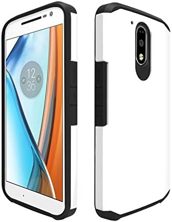 Orzly Duo-Armour Case for Moto G4 / Moto G4 Plus (2016 Lenovo Version of Motorola Model Smartphone) Slim-Fit Dual Layer Protective Case - White