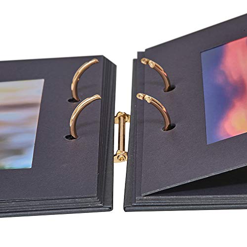 FORFOLIO 4x6 Flip Photo Album Picture Frames (Black Cover, Black