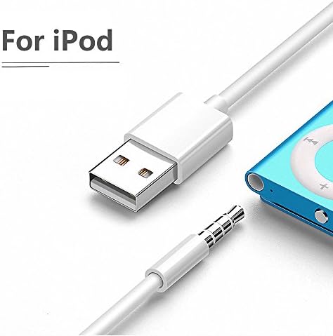 Conenset iPod Shuffle Cable 3.5mm Jack/Plug to USB USB Power Charger Sync Data Transfer Cable for iPod Shuffle 3rd 4th 5th 6th 7th MP3 MP4