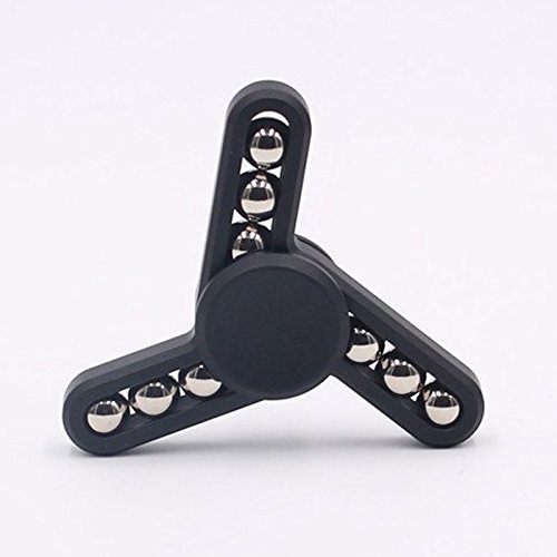 Tri Hand Spinner Aluminum Alloy Fidget Spinner Official Press Reducer Toy EDC ADD ADHD Focus Finger Playing Top Spinning Toys Killing Time, Last 3-5 Mins (Black)
