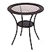 Giantex Round Rattan Wicker Outdoor Coffee Table Glass Top Steel Frame Patio Furniture W/Lower Shelf (Round)