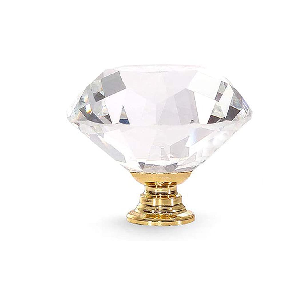 TopHomer 16Pcs 40Mm Clear Crystal Cabinet Knobs Glass Diamond Cut Shape Cupboard Drawer Pull Handle with Screws for Dresser Door Chest Bin Wardrobe Kitchen Bathroom Home
