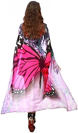 New Popular Women Novelty Print Chiffon pink Butterfly Wing Cape Scarf Shawl Wrap Hooded Cloak Dress Butterfly Cloak Chiffon Wrap Cape Costume Beach Towel