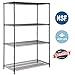 4-Tier Wire Shelving Unit Steel Large Metal Shelf Organizer Garage Storage Shelves Heavy Duty NSF Certified Height Adjustable Commercial Grade Metal Rack 4000 LBS Capacity 24”D x 48”W x 72”H,Black