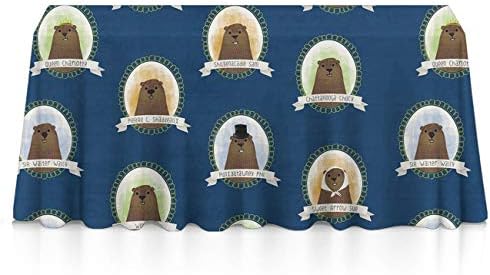 GLORY ART Waterproof Tablecloth,Cute Groundhogs Blue,Large Dust-Proof Vinyl Table Cloth Cover, Great for Dinner,Wedding,Patio,Parties,Holiday Dinner,Buffet Table& More(60"x84")
